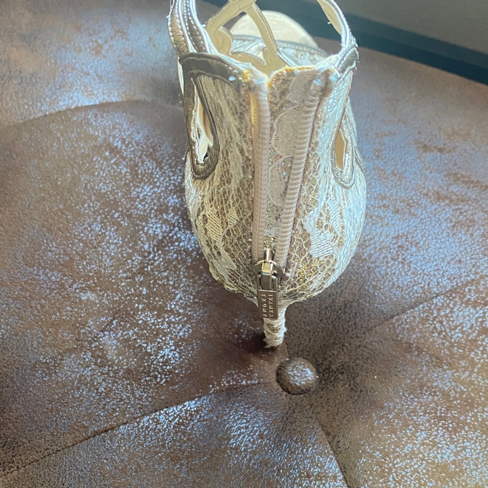 Ivanka Trump Silver Strappy Heels - Picture 5 of 6